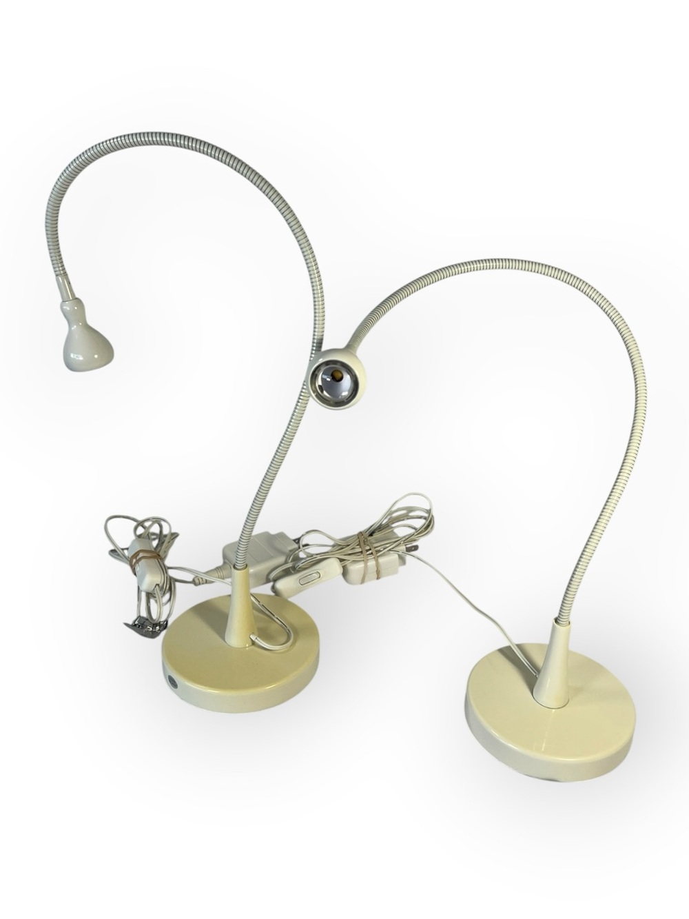 Ikea Jansjo White Gooseneck Flexiable Articulating Snake Led Desk Lamp Set Of 2